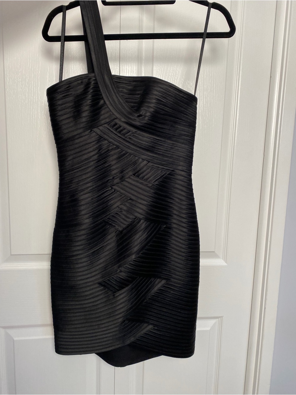 BCBGMaxAzria Black One-Shoulder Bandage Dress